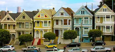 A row of historic Victorian houses representing the Nashville housing dataset